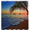 image:imageAmbesonne Hawaiian Shower Curtain Pacific Sunrise at Lanikai Beach Hawaii Wavy Ocean Surface Colorful Sky Scene Cloth Fabric Bathroom Decor Set with Hooks 69 W x 84 L Blue IvoryBlue Ivory