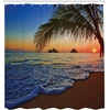 image:imageAmbesonne Hawaiian Shower Curtain Pacific Sunrise at Lanikai Beach Hawaii Wavy Ocean Surface Colorful Sky Scene Cloth Fabric Bathroom Decor Set with Hooks 69 W x 84 L Blue IvoryBlue Ivory