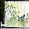 image:imageAmbesonne Hawaiian Shower Curtain Pacific Sunrise at Lanikai Beach Hawaii Wavy Ocean Surface Colorful Sky Scene Cloth Fabric Bathroom Decor Set with Hooks 69 W x 84 L Blue IvoryReseda Green and Yellow