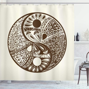 image:imageAmbesonne Hawaiian Shower Curtain Pacific Sunrise at Lanikai Beach Hawaii Wavy Ocean Surface Colorful Sky Scene Cloth Fabric Bathroom Decor Set with Hooks 69 W x 84 L Blue IvoryChocolate and Eggshell
