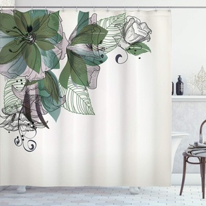 image:imageAmbesonne Hawaiian Shower Curtain Pacific Sunrise at Lanikai Beach Hawaii Wavy Ocean Surface Colorful Sky Scene Cloth Fabric Bathroom Decor Set with Hooks 69 W x 84 L Blue IvoryOlive Green Teal