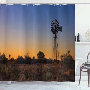 image:imageAmbesonne Hawaiian Shower Curtain Pacific Sunrise at Lanikai Beach Hawaii Wavy Ocean Surface Colorful Sky Scene Cloth Fabric Bathroom Decor Set with Hooks 69 W x 84 L Blue IvoryBlue Brown and Marigold