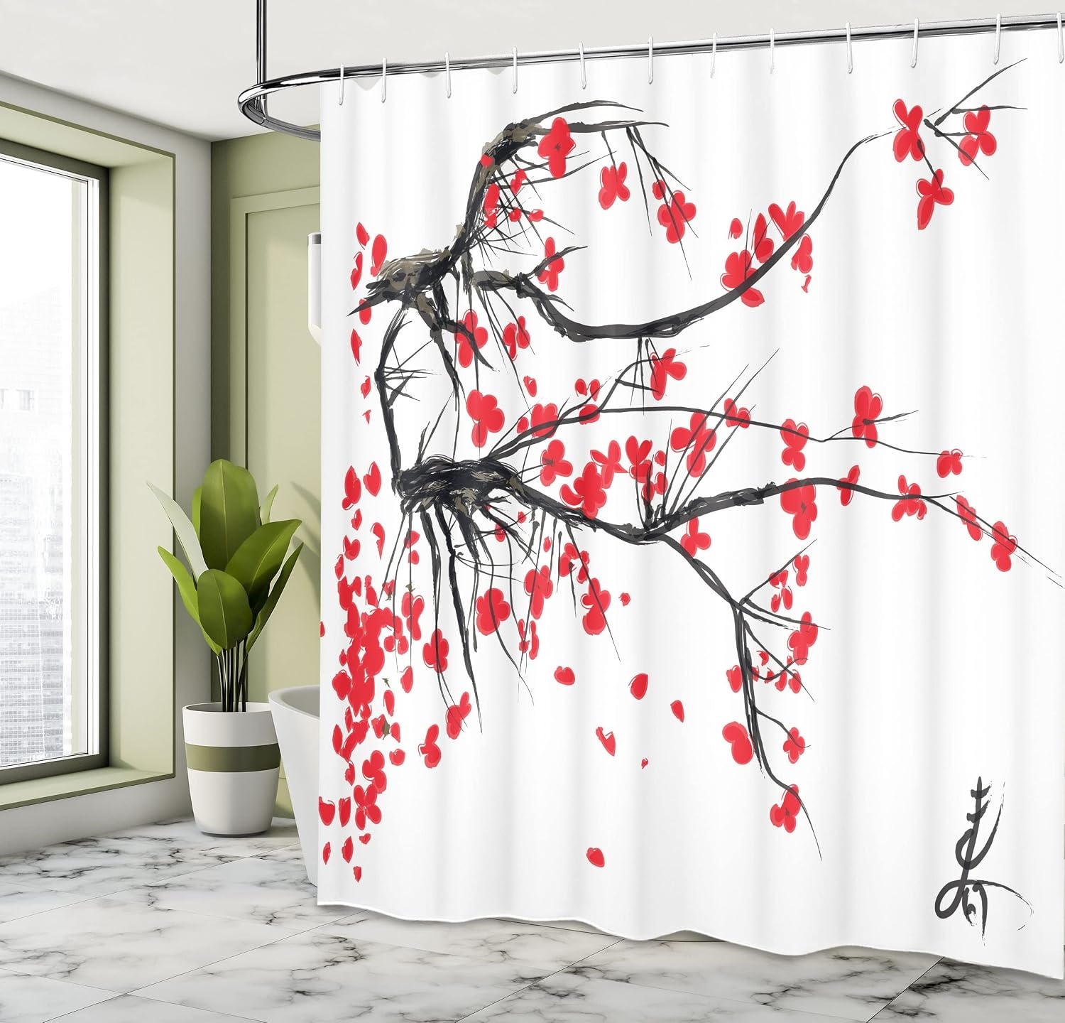 image:imageAmbesonne Vintage Shower Curtain Retro Vibrant Stripes Funky Lines Design Patterns Abstract Print Cloth Fabric Bathroom Decor Set with Hooks 69 W x 75 L Dark TealVermilion Grey and White