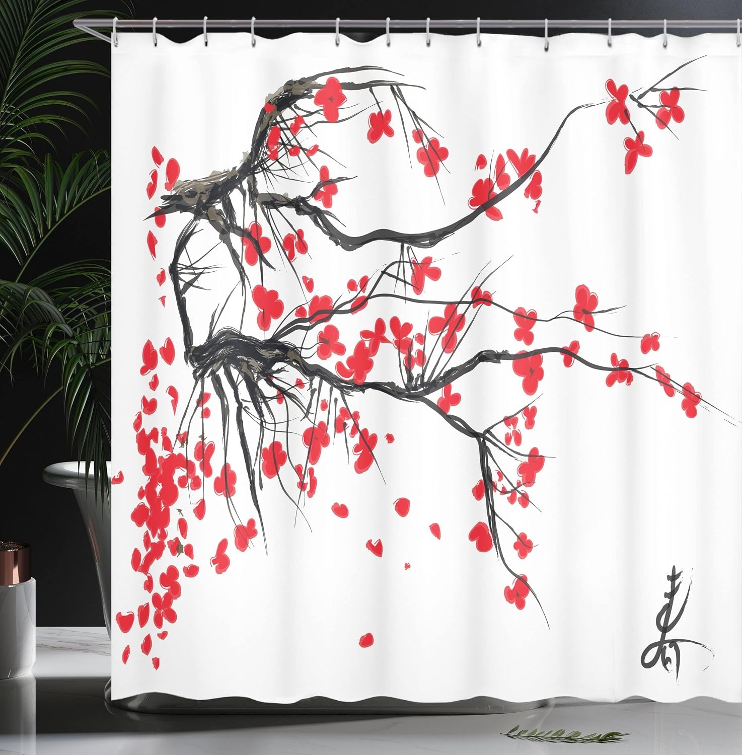image:imageAmbesonne Vintage Shower Curtain Retro Vibrant Stripes Funky Lines Design Patterns Abstract Print Cloth Fabric Bathroom Decor Set with Hooks 69 W x 75 L Dark TealVermilion Grey and White