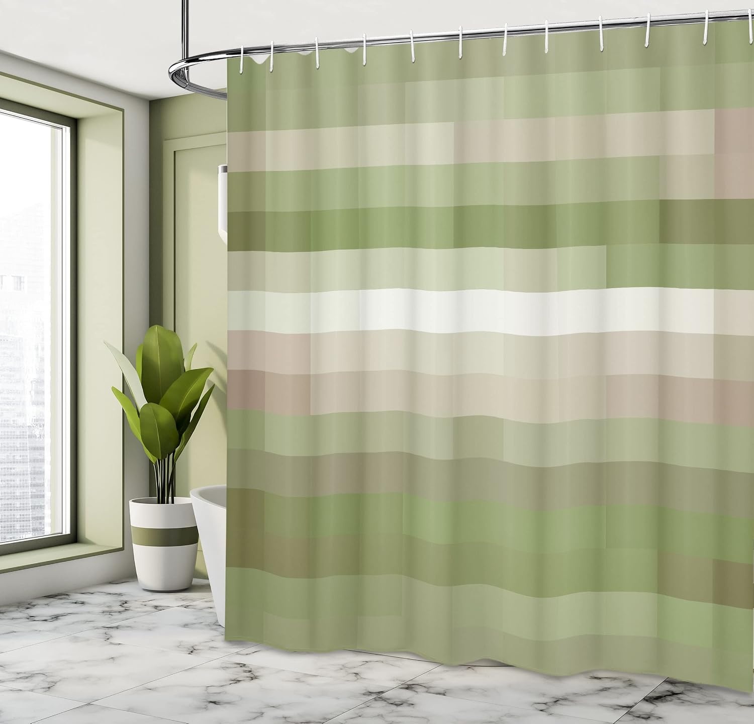 image:imageAmbesonne Vintage Shower Curtain Retro Vibrant Stripes Funky Lines Design Patterns Abstract Print Cloth Fabric Bathroom Decor Set with Hooks 69 W x 75 L Dark TealOlive Green