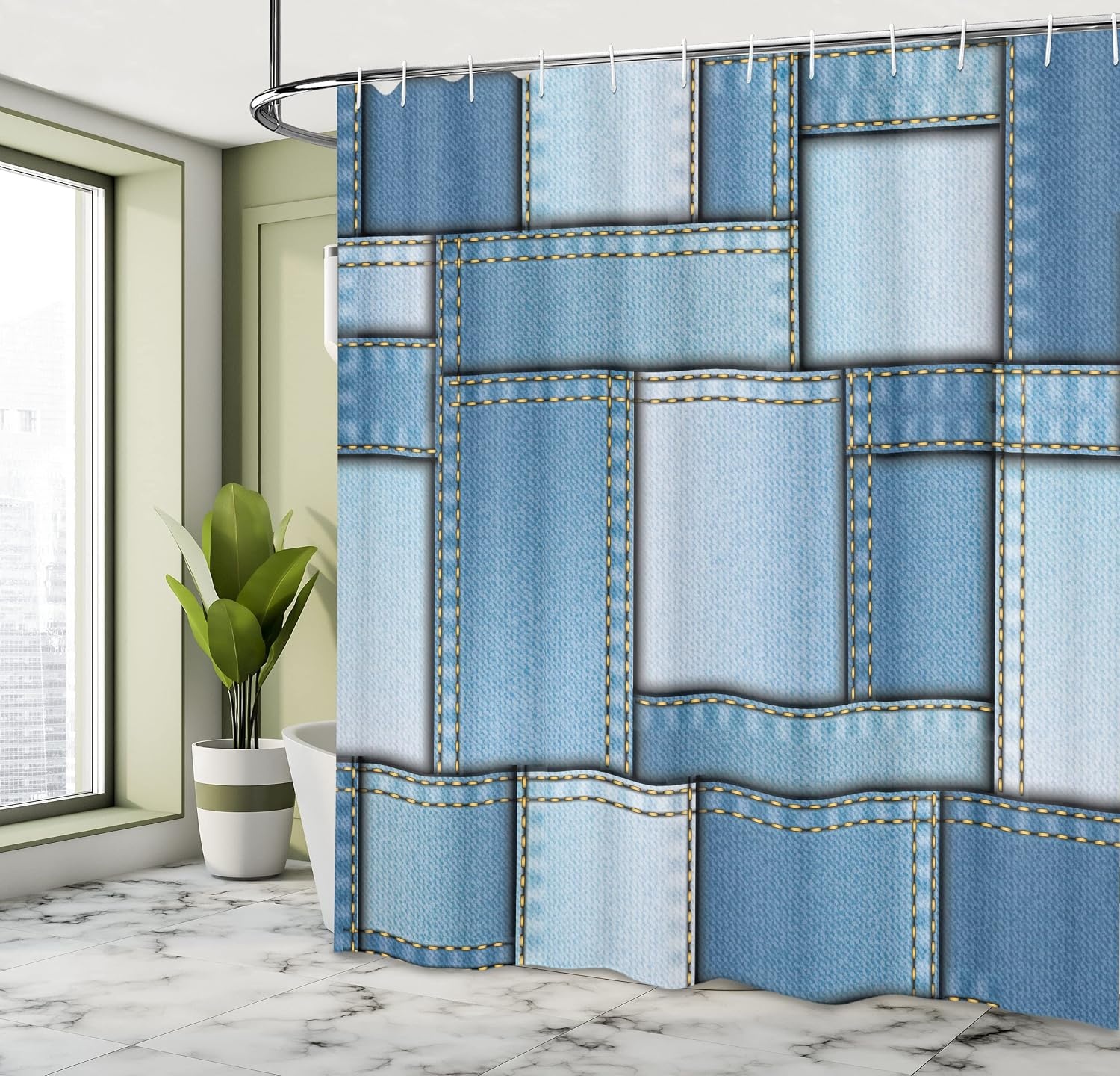image:imageAmbesonne Vintage Shower Curtain Retro Vibrant Stripes Funky Lines Design Patterns Abstract Print Cloth Fabric Bathroom Decor Set with Hooks 69 W x 75 L Dark TealBlue Pale Blue