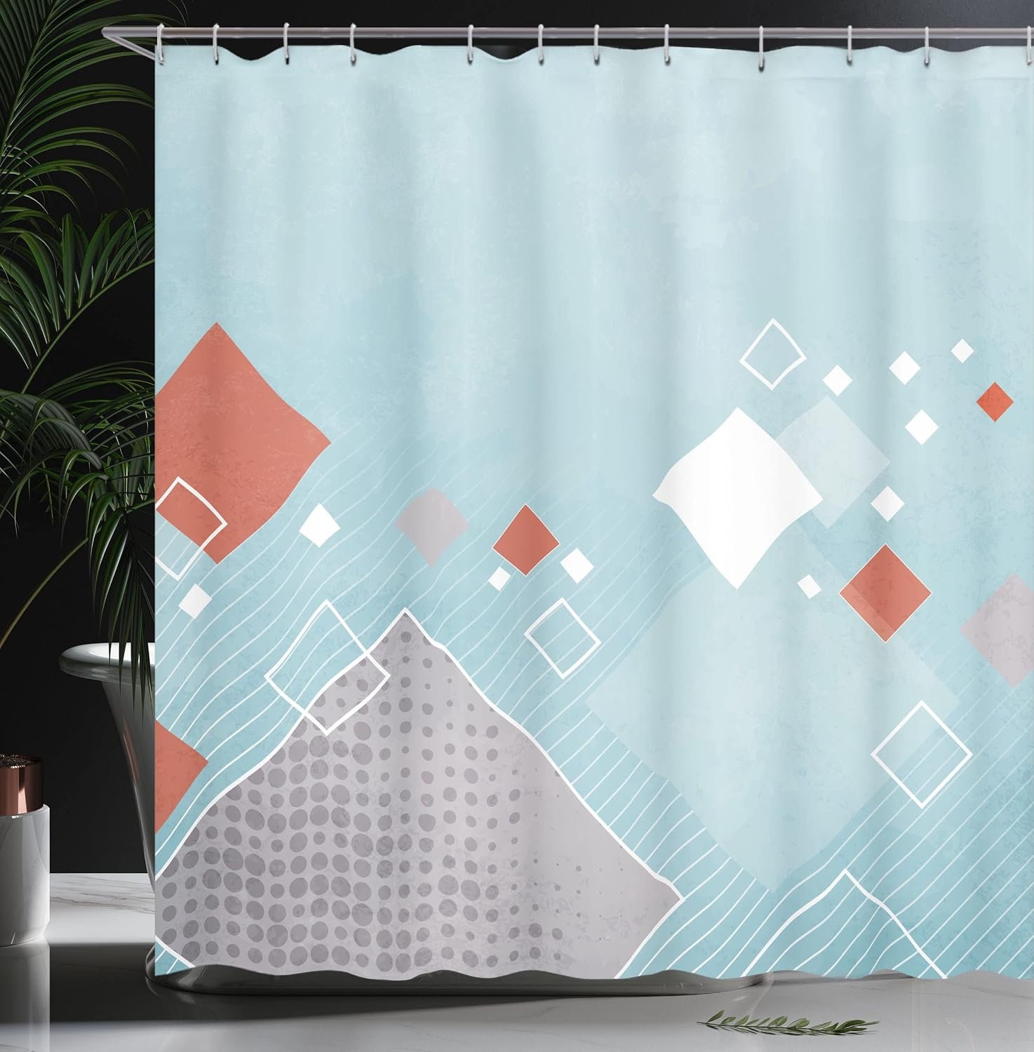 image:imageAmbesonne Vintage Shower Curtain Retro Vibrant Stripes Funky Lines Design Patterns Abstract Print Cloth Fabric Bathroom Decor Set with Hooks 69 W x 75 L Dark TealSoft Blue