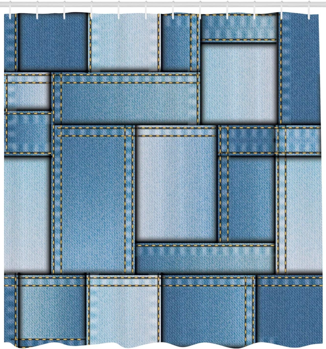 image:imageAmbesonne Vintage Shower Curtain Retro Vibrant Stripes Funky Lines Design Patterns Abstract Print Cloth Fabric Bathroom Decor Set with Hooks 69 W x 75 L Dark TealBlue Pale Blue