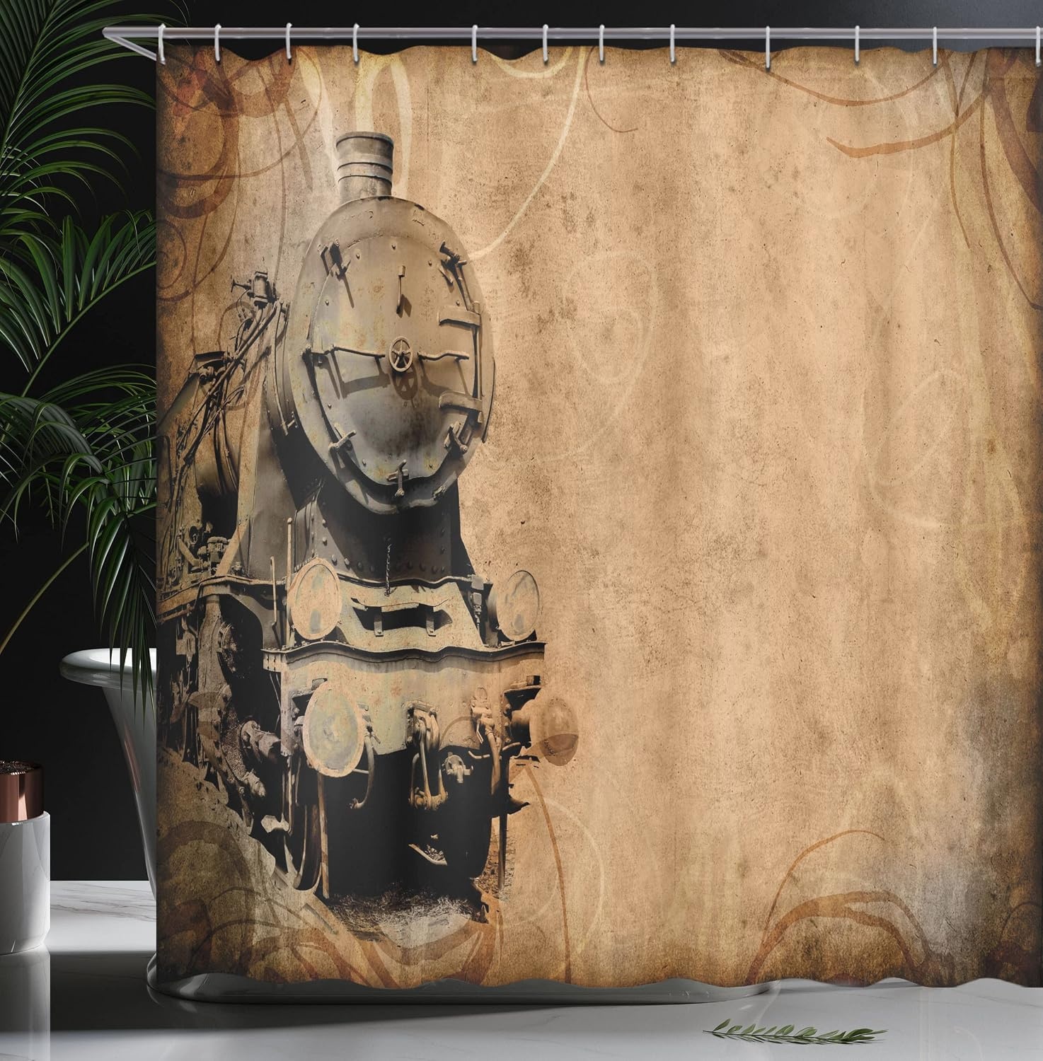 image:imageAmbesonne Vintage Shower Curtain Retro Vibrant Stripes Funky Lines Design Patterns Abstract Print Cloth Fabric Bathroom Decor Set with Hooks 69 W x 75 L Dark TealCoffee Brown
