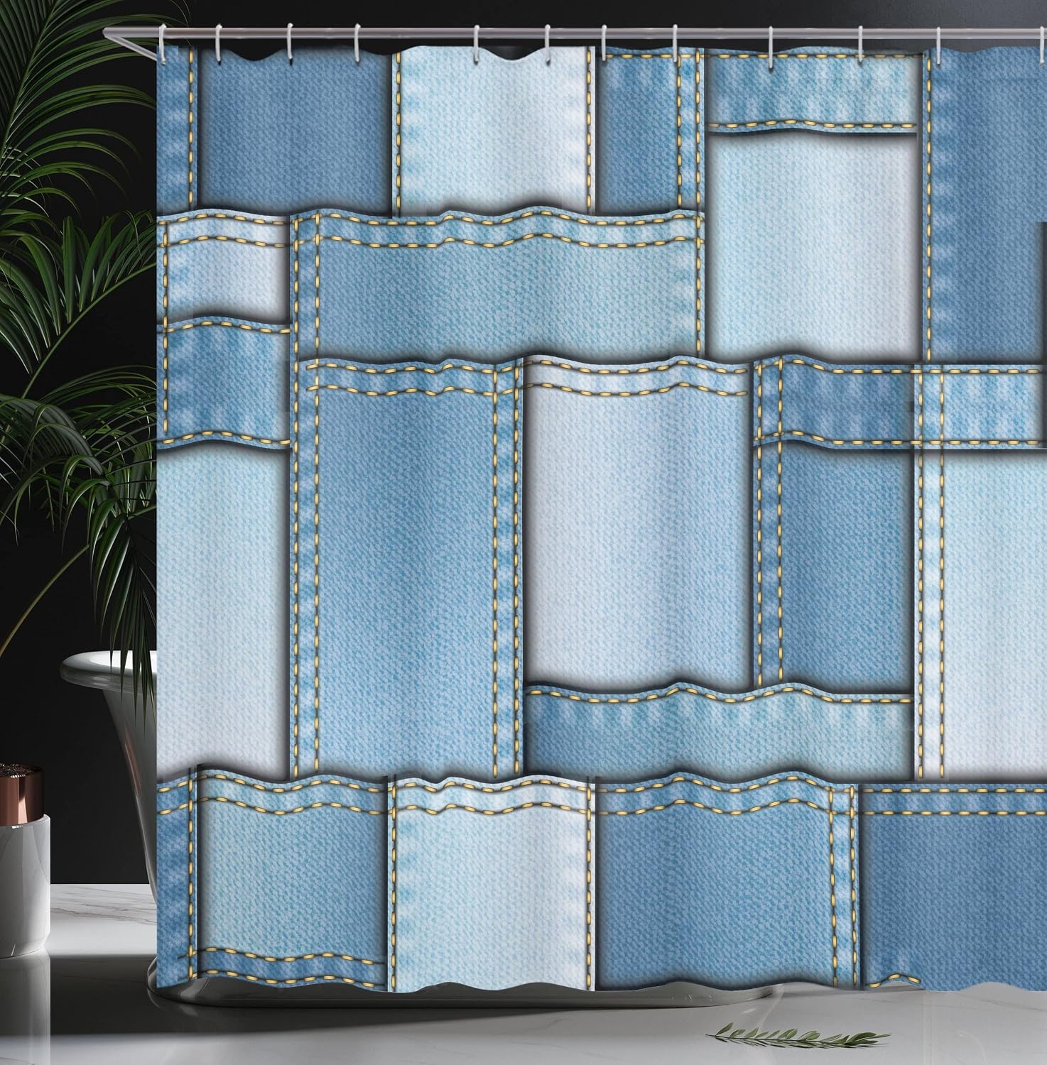 image:imageAmbesonne Vintage Shower Curtain Retro Vibrant Stripes Funky Lines Design Patterns Abstract Print Cloth Fabric Bathroom Decor Set with Hooks 69 W x 75 L Dark TealBlue Pale Blue