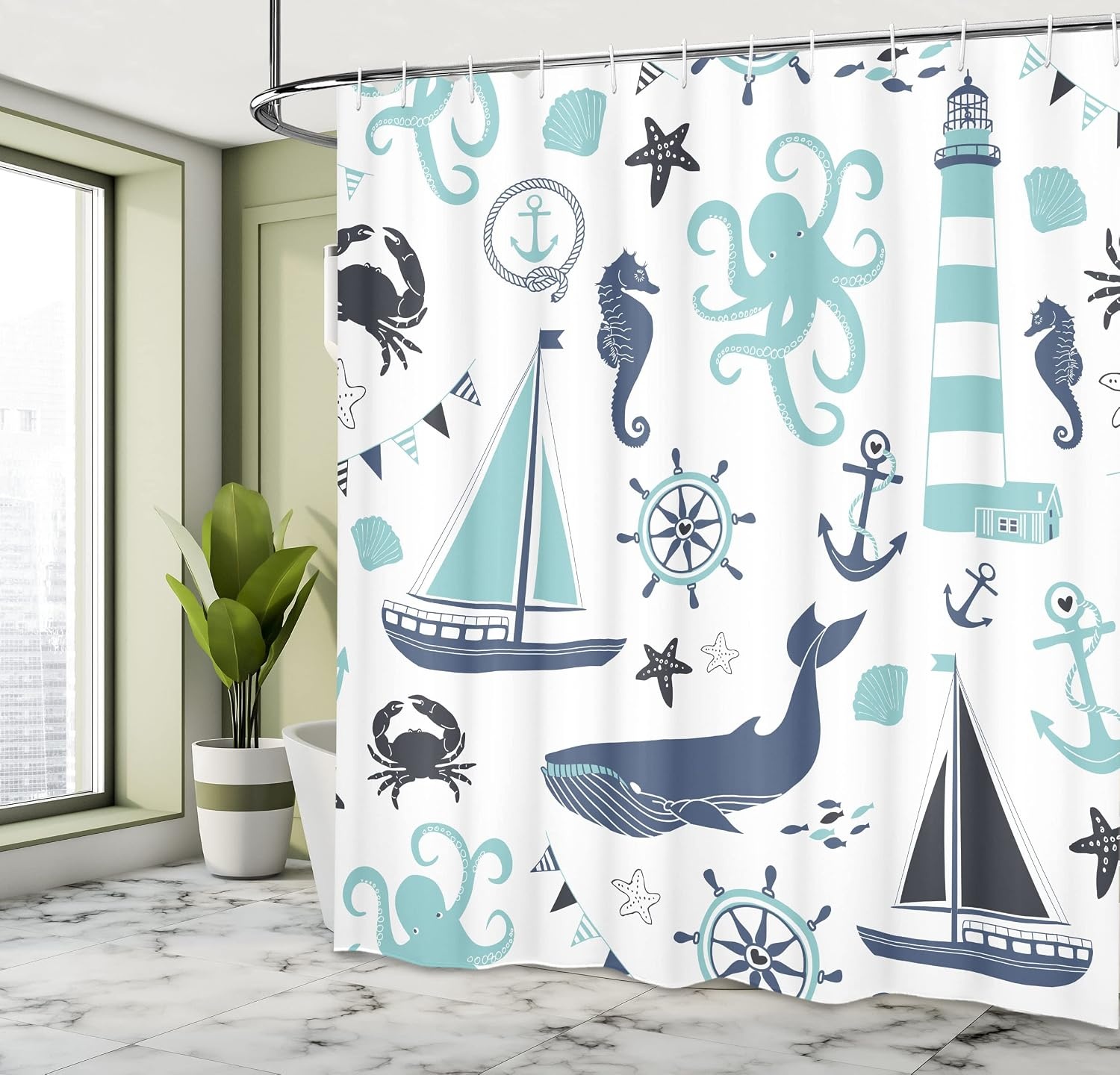 image:imageAmbesonne Vintage Shower Curtain Retro Vibrant Stripes Funky Lines Design Patterns Abstract Print Cloth Fabric Bathroom Decor Set with Hooks 69 W x 75 L Dark TealBlue