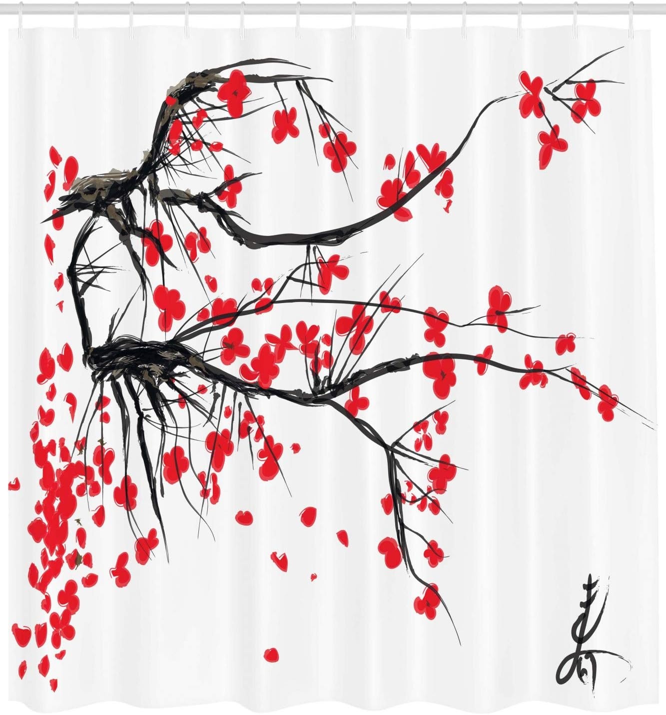 image:imageAmbesonne Vintage Shower Curtain Retro Vibrant Stripes Funky Lines Design Patterns Abstract Print Cloth Fabric Bathroom Decor Set with Hooks 69 W x 75 L Dark TealVermilion Grey and White