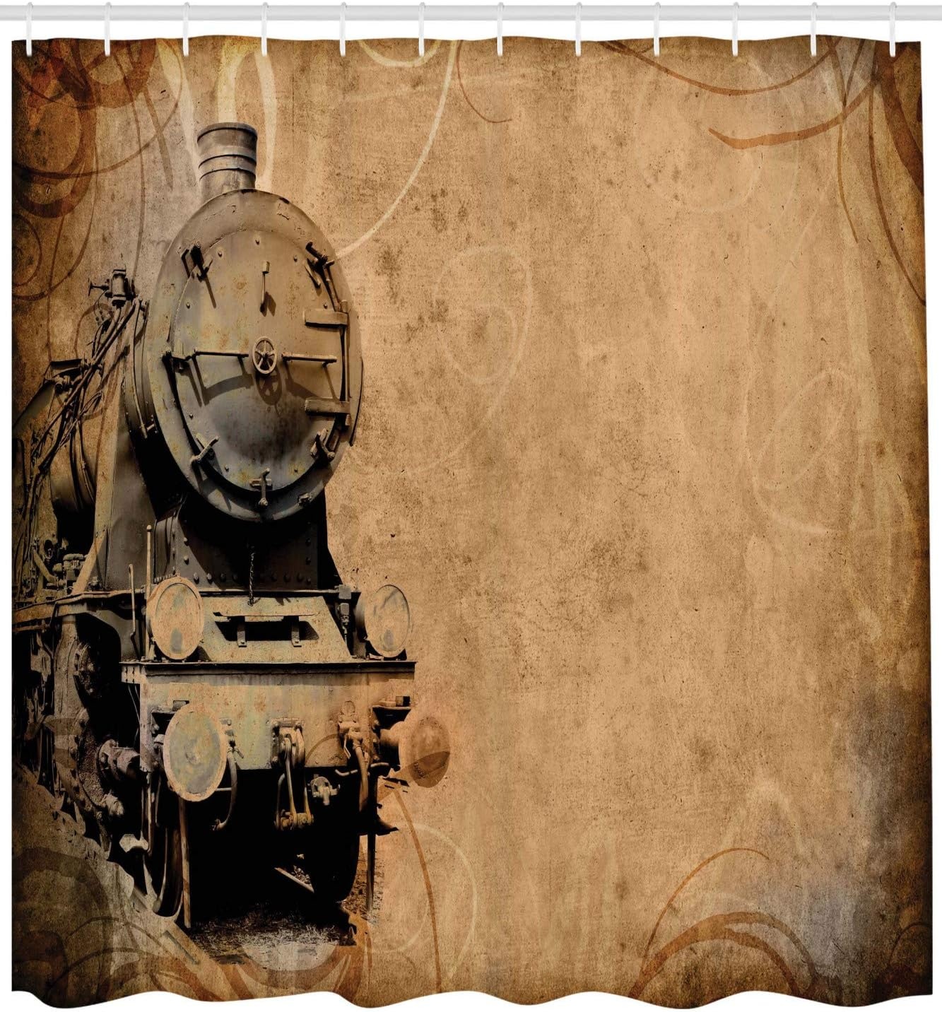 image:imageAmbesonne Vintage Shower Curtain Retro Vibrant Stripes Funky Lines Design Patterns Abstract Print Cloth Fabric Bathroom Decor Set with Hooks 69 W x 75 L Dark TealCoffee Brown