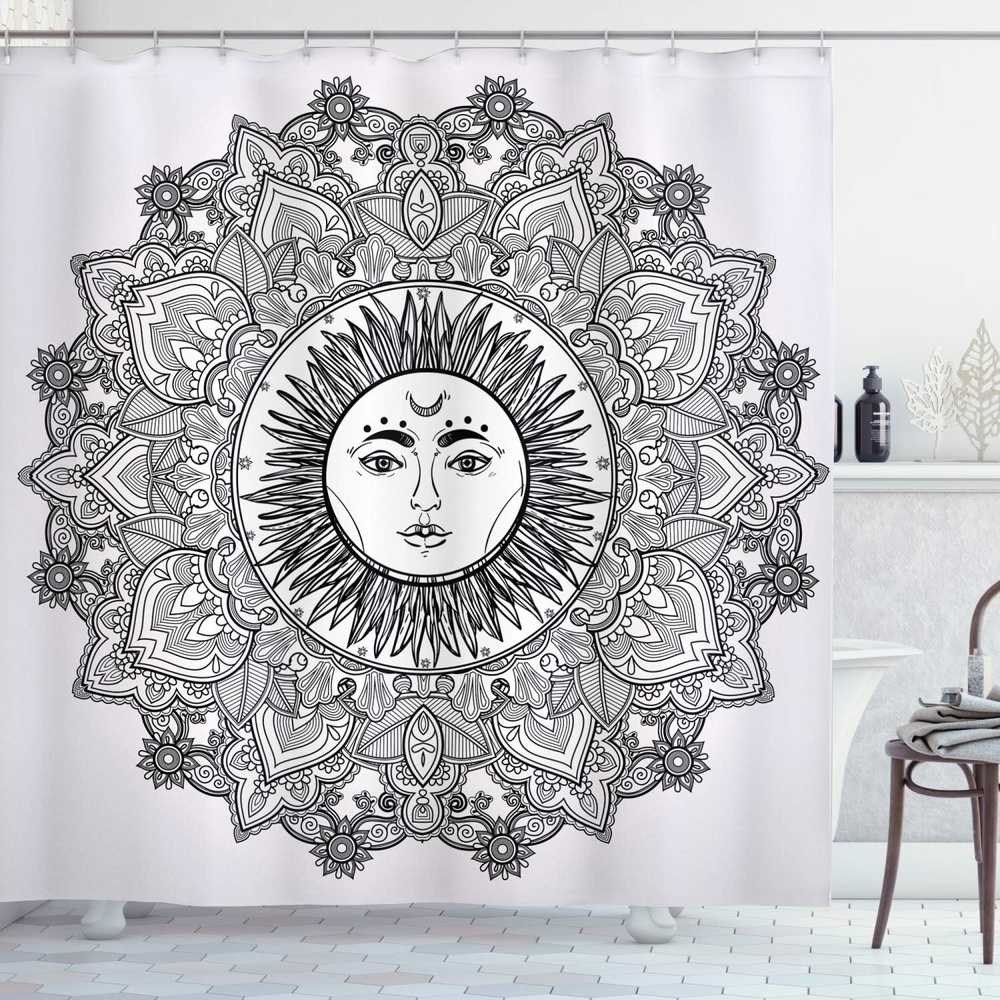 image:imageAmbesonne Vintage Shower Curtain Retro Vibrant Stripes Funky Lines Design Patterns Abstract Print Cloth Fabric Bathroom Decor Set with Hooks 69 W x 75 L Dark TealWhite and Charcoal