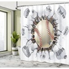 image:imageAmbesonne Sports Shower Curtain Baseball and Old Plaster Concrete Wall Damage Illustration Competition Cloth Fabric Bathroom Decor Set with Hooks 69 W x 75 L Ivory Pale Grey Orange