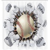 image:imageAmbesonne Sports Shower Curtain Baseball and Old Plaster Concrete Wall Damage Illustration Competition Cloth Fabric Bathroom Decor Set with Hooks 69 W x 75 L Ivory Pale Grey Orange