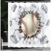 image:imageAmbesonne Sports Shower Curtain Baseball and Old Plaster Concrete Wall Damage Illustration Competition Cloth Fabric Bathroom Decor Set with Hooks 69 W x 75 L Ivory Pale Grey Orange