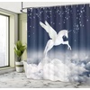 image:imageAmbesonne Vintage Shower Curtain Retro Vibrant Stripes Funky Lines Design Patterns Abstract Print Cloth Fabric Bathroom Decor Set with Hooks 69 W x 75 L Dark TealWhite Blue