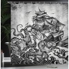 image:imageAmbesonne Vintage Shower Curtain Retro Vibrant Stripes Funky Lines Design Patterns Abstract Print Cloth Fabric Bathroom Decor Set with Hooks 69 W x 75 L Dark TealCharcoal Grey