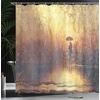 image:imageAmbesonne Vintage Shower Curtain Retro Vibrant Stripes Funky Lines Design Patterns Abstract Print Cloth Fabric Bathroom Decor Set with Hooks 69 W x 75 L Dark TealPale Caramel Yellow