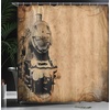 image:imageAmbesonne Vintage Shower Curtain Retro Vibrant Stripes Funky Lines Design Patterns Abstract Print Cloth Fabric Bathroom Decor Set with Hooks 69 W x 75 L Dark TealCoffee Brown