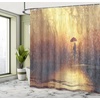 image:imageAmbesonne Vintage Shower Curtain Retro Vibrant Stripes Funky Lines Design Patterns Abstract Print Cloth Fabric Bathroom Decor Set with Hooks 69 W x 75 L Dark TealPale Caramel Yellow