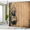 image:imageAmbesonne Vintage Shower Curtain Retro Vibrant Stripes Funky Lines Design Patterns Abstract Print Cloth Fabric Bathroom Decor Set with Hooks 69 W x 75 L Dark TealCoffee Brown