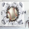 image:imageAmbesonne Sports Shower Curtain Baseball and Old Plaster Concrete Wall Damage Illustration Competition Cloth Fabric Bathroom Decor Set with Hooks 69 W x 75 L Ivory Pale Grey Orange