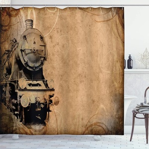 image:imageAmbesonne Vintage Shower Curtain Retro Vibrant Stripes Funky Lines Design Patterns Abstract Print Cloth Fabric Bathroom Decor Set with Hooks 69 W x 75 L Dark TealCoffee Brown