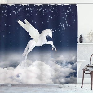 image:imageAmbesonne Vintage Shower Curtain Retro Vibrant Stripes Funky Lines Design Patterns Abstract Print Cloth Fabric Bathroom Decor Set with Hooks 69 W x 75 L Dark TealWhite Blue