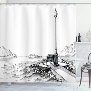 image:imageAmbesonne Vintage Shower Curtain Retro Vibrant Stripes Funky Lines Design Patterns Abstract Print Cloth Fabric Bathroom Decor Set with Hooks 69 W x 75 L Dark TealWhite and Black