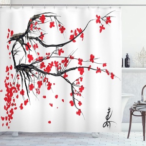 image:imageAmbesonne Vintage Shower Curtain Retro Vibrant Stripes Funky Lines Design Patterns Abstract Print Cloth Fabric Bathroom Decor Set with Hooks 69 W x 75 L Dark TealVermilion Grey and White