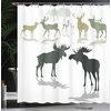 image:imageAmbesonne Modern Shower Curtain Abstract Space Harmony Rounds and Circle Lines with Leafy Orbits Boho Cloth Fabric Bathroom Decor Set with Hooks 69 W x 70 L Pale Mustard Dark BrownGreen Black