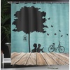 image:imageAmbesonne Modern Shower Curtain Abstract Space Harmony Rounds and Circle Lines with Leafy Orbits Boho Cloth Fabric Bathroom Decor Set with Hooks 69 W x 70 L Pale Mustard Dark BrownPale Brown Seafoam Black
