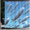 image:imageAmbesonne Modern Shower Curtain Abstract Space Harmony Rounds and Circle Lines with Leafy Orbits Boho Cloth Fabric Bathroom Decor Set with Hooks 69 W x 70 L Pale Mustard Dark BrownSoft Blue