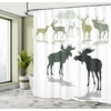 image:imageAmbesonne Modern Shower Curtain Abstract Space Harmony Rounds and Circle Lines with Leafy Orbits Boho Cloth Fabric Bathroom Decor Set with Hooks 69 W x 70 L Pale Mustard Dark BrownGreen Black
