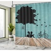 image:imageAmbesonne Modern Shower Curtain Abstract Space Harmony Rounds and Circle Lines with Leafy Orbits Boho Cloth Fabric Bathroom Decor Set with Hooks 69 W x 70 L Pale Mustard Dark BrownPale Brown Seafoam Black