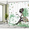 image:imageAmbesonne Modern Shower Curtain Abstract Space Harmony Rounds and Circle Lines with Leafy Orbits Boho Cloth Fabric Bathroom Decor Set with Hooks 69 W x 70 L Pale Mustard Dark BrownFern Green
