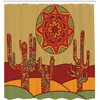 image:imageAmbesonne Orange Shower Curtain Triangle Mosaic Shapes and Patterns with Abstract Pixel Effect Photo Background Cloth Fabric for Bathroom Home Decor Set with Hooks 69 W x 70 L Ginger OrangeBurgundy Earth Yellow