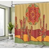 image:imageAmbesonne Orange Shower Curtain Triangle Mosaic Shapes and Patterns with Abstract Pixel Effect Photo Background Cloth Fabric for Bathroom Home Decor Set with Hooks 69 W x 70 L Ginger OrangeBurgundy Earth Yellow