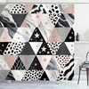 image:imageAmbesonne Pink Shower Curtain Blushy Fashion of Abstract Geometric Triangle Pattern with Stripes and Dots Cloth Fabric Bathroom Decor Set with Hooks 69 W x 70 L Blush White Dark GreyDimgray Pale Taupe Rose