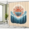 image:imageAmbesonne Western Shower Curtain Country Theme Hand Drawn Illustration of American Wild West Desert with Cowboys Cloth Fabric Bathroom Decor Set with Hooks 69 W x 75 L Umber CreamPale Peach Sea Blue and Amber