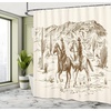 image:imageAmbesonne Western Shower Curtain Country Theme Hand Drawn Illustration of American Wild West Desert with Cowboys Cloth Fabric Bathroom Decor Set with Hooks 69 W x 75 L Umber CreamUmber Cream
