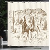image:imageAmbesonne Western Shower Curtain Country Theme Hand Drawn Illustration of American Wild West Desert with Cowboys Cloth Fabric Bathroom Decor Set with Hooks 69 W x 75 L Umber CreamUmber Cream