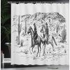 image:imageAmbesonne Western Shower Curtain Country Theme Hand Drawn Illustration of American Wild West Desert with Cowboys Cloth Fabric Bathroom Decor Set with Hooks 69 W x 75 L Umber CreamCharcoal Grey