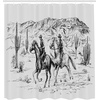 image:imageAmbesonne Western Shower Curtain Country Theme Hand Drawn Illustration of American Wild West Desert with Cowboys Cloth Fabric Bathroom Decor Set with Hooks 69 W x 75 L Umber CreamCharcoal Grey