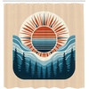 image:imageAmbesonne Western Shower Curtain Country Theme Hand Drawn Illustration of American Wild West Desert with Cowboys Cloth Fabric Bathroom Decor Set with Hooks 69 W x 75 L Umber CreamPale Peach Sea Blue and Amber