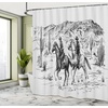 image:imageAmbesonne Western Shower Curtain Country Theme Hand Drawn Illustration of American Wild West Desert with Cowboys Cloth Fabric Bathroom Decor Set with Hooks 69 W x 75 L Umber CreamCharcoal Grey
