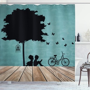 image:imageAmbesonne Modern Shower Curtain Abstract Space Harmony Rounds and Circle Lines with Leafy Orbits Boho Cloth Fabric Bathroom Decor Set with Hooks 69 W x 70 L Pale Mustard Dark BrownPale Brown Seafoam Black