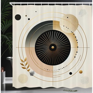 image:imageAmbesonne Modern Shower Curtain Abstract Space Harmony Rounds and Circle Lines with Leafy Orbits Boho Cloth Fabric Bathroom Decor Set with Hooks 69 W x 70 L Pale Mustard Dark BrownPale Mustard Dark Brown